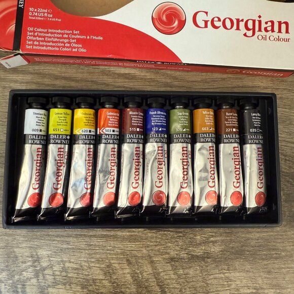 Daler Rowney Georgian Oil Colour 10x22ml Set For Artists & Professionals Pigment - Picture 3 of 3